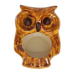 Vintage MCM Owl Ashtray Big Eyes Hand Painted Mid Century